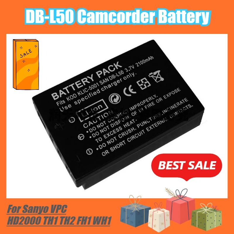 3.7V 2100mAh DB-L50 Camcorder Battery,for Sanyo VPC HD2000 TH1 TH2 FH1 WH1
3.7V 2100mAh DB-L50 Camcorder Battery,for Sanyo VPC HD2000 TH1 TH2 FH1 WH1