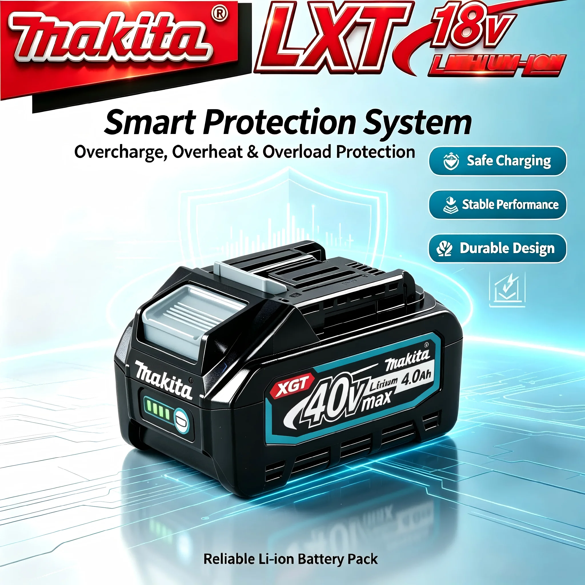 Makita 40V XGT 4.0Ah Lithium Battery High Power Replaceable Battery Suitable For Entire Makita XGT Cordless Electric Tool Lineup
Makita 40V XGT 4.0Ah Lithium Battery High Power Replaceable Battery Suitable For Entire Makita XGT Cordless Electric Tool Lineup