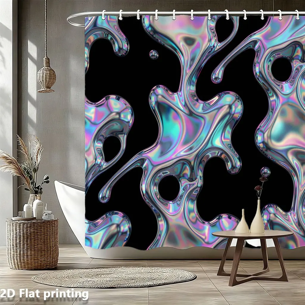 Shower Curtain 71x71" Laser Fluid Metallic RippleBlack Background, Cyberpunk Abstract, Light-Blocking, Grommet, Machine Washable
Shower Curtain 71x71" Laser Fluid Metallic RippleBlack Background, Cyberpunk Abstract, Light-Blocking, Grommet, Machine Washable