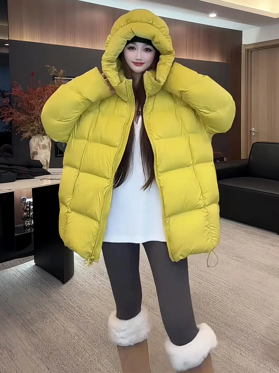 Корейская женская удлиненная пуховая куртка с капюшоном, новинка зимы 2025, желтая, теплая верхняя одежда
Корейская женская удлиненная пуховая куртка с капюшоном, новинка зимы 2025, желтая, теплая верхняя одежда