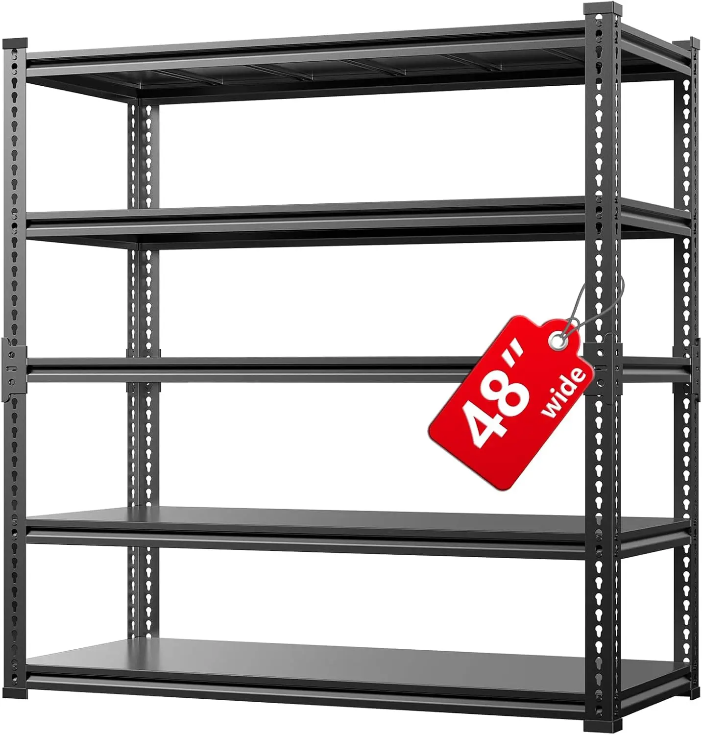 Garage Shelving, 48" Wide 5-Tier 3000lbs, Boltless Assembly, Adjustable Large Garage Storage Shelves, 48" W x 24" D x 72
Garage Shelving, 48" Wide 5-Tier 3000lbs, Boltless Assembly, Adjustable Large Garage Storage Shelves, 48" W x 24" D x 72