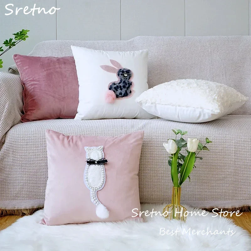 New Rabbit Hair Sofa Cushion Covers Cute Animal Cat Patch Embroidered Pillow Cases Home Bedroom Pillow Covers Decorative Cojines
New Rabbit Hair Sofa Cushion Covers Cute Animal Cat Patch Embroidered Pillow Cases Home Bedroom Pillow Covers Decorative Cojines