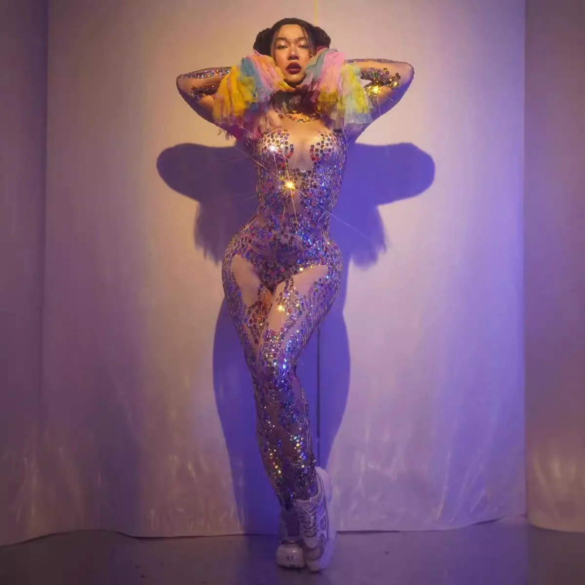 Printed colorful diamond jumpsuit gogo nightclub bar costume party evening dress
Printed colorful diamond jumpsuit gogo nightclub bar costume party evening dress