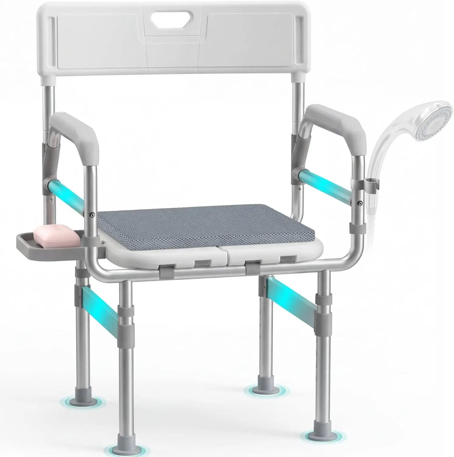 Folding Shower Chair for Elderly and Disabled - Adjustable Height, 440lb Capacity, with Arms, Back, Cushion, and Shelf
Folding Shower Chair for Elderly and Disabled - Adjustable Height, 440lb Capacity, with Arms, Back, Cushion, and Shelf