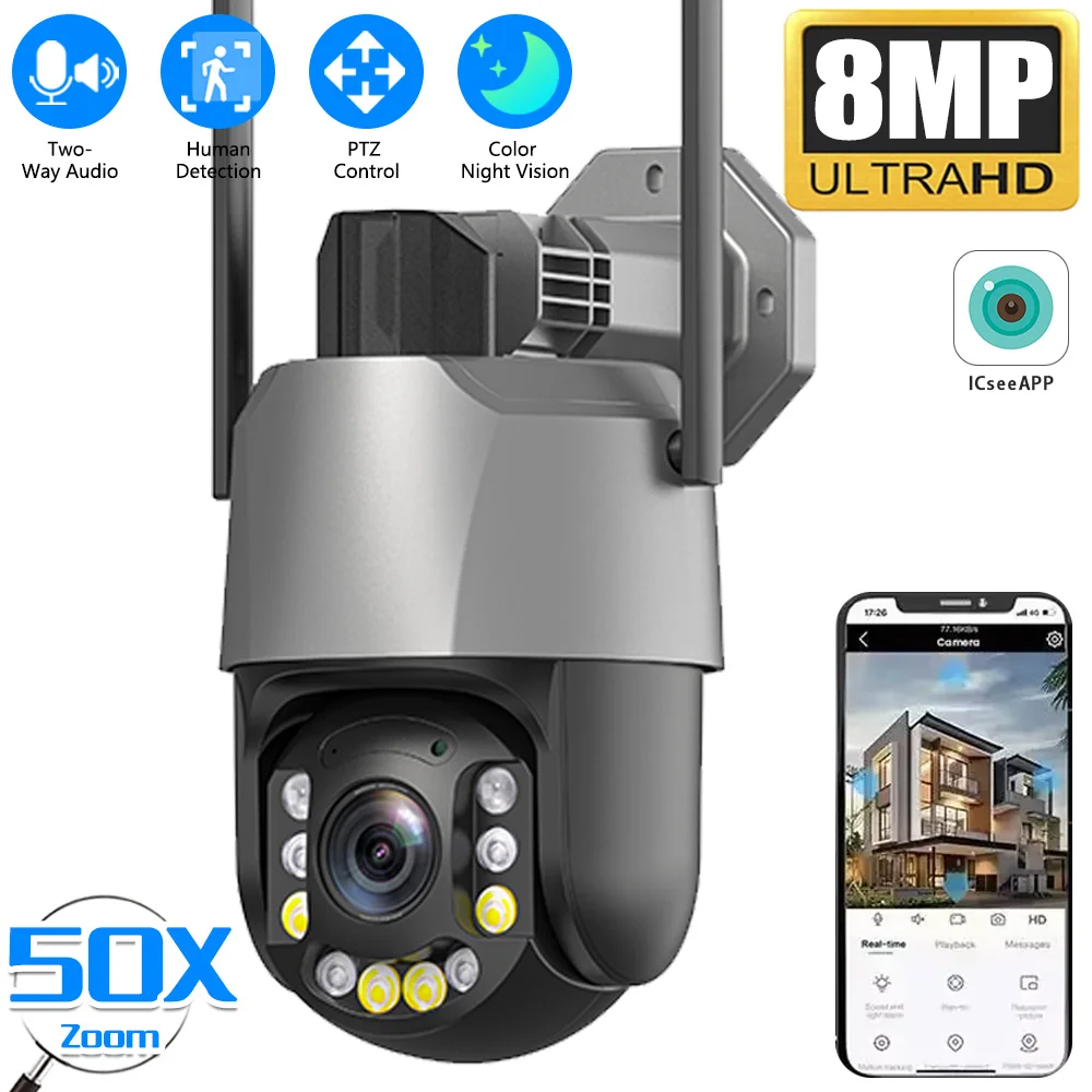 8MP 4K 50X 20X Optical Zoom Full Color Infrared Human Detection Rotation Two-Way Audio POE PTZ IP Surveillance Speed Doom Camera
8MP 4K 50X 20X Optical Zoom Full Color Infrared Human Detection Rotation Two-Way Audio POE PTZ IP Surveillance Speed Doom Camera