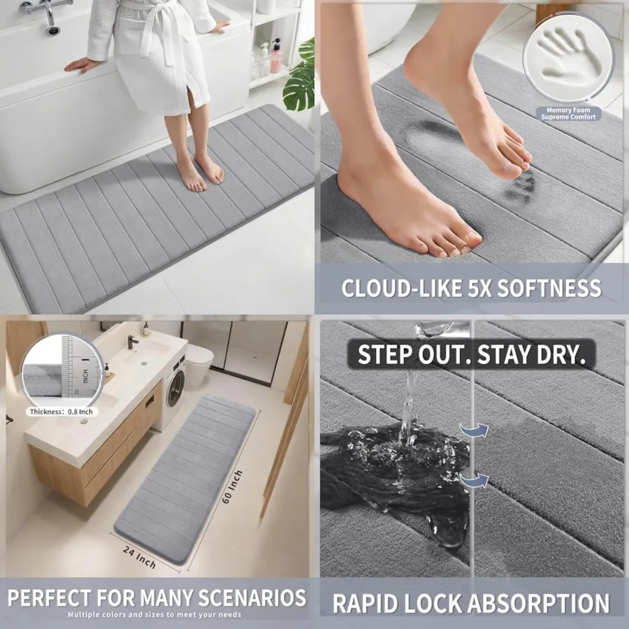 Bathroom Runner, Non Slip Memory Foam Bath Mat, Super Soft Water Absorbent Hallway Carpet, Machine Washable Rug for Vanity Tub
Bathroom Runner, Non Slip Memory Foam Bath Mat, Super Soft Water Absorbent Hallway Carpet, Machine Washable Rug for Vanity Tub