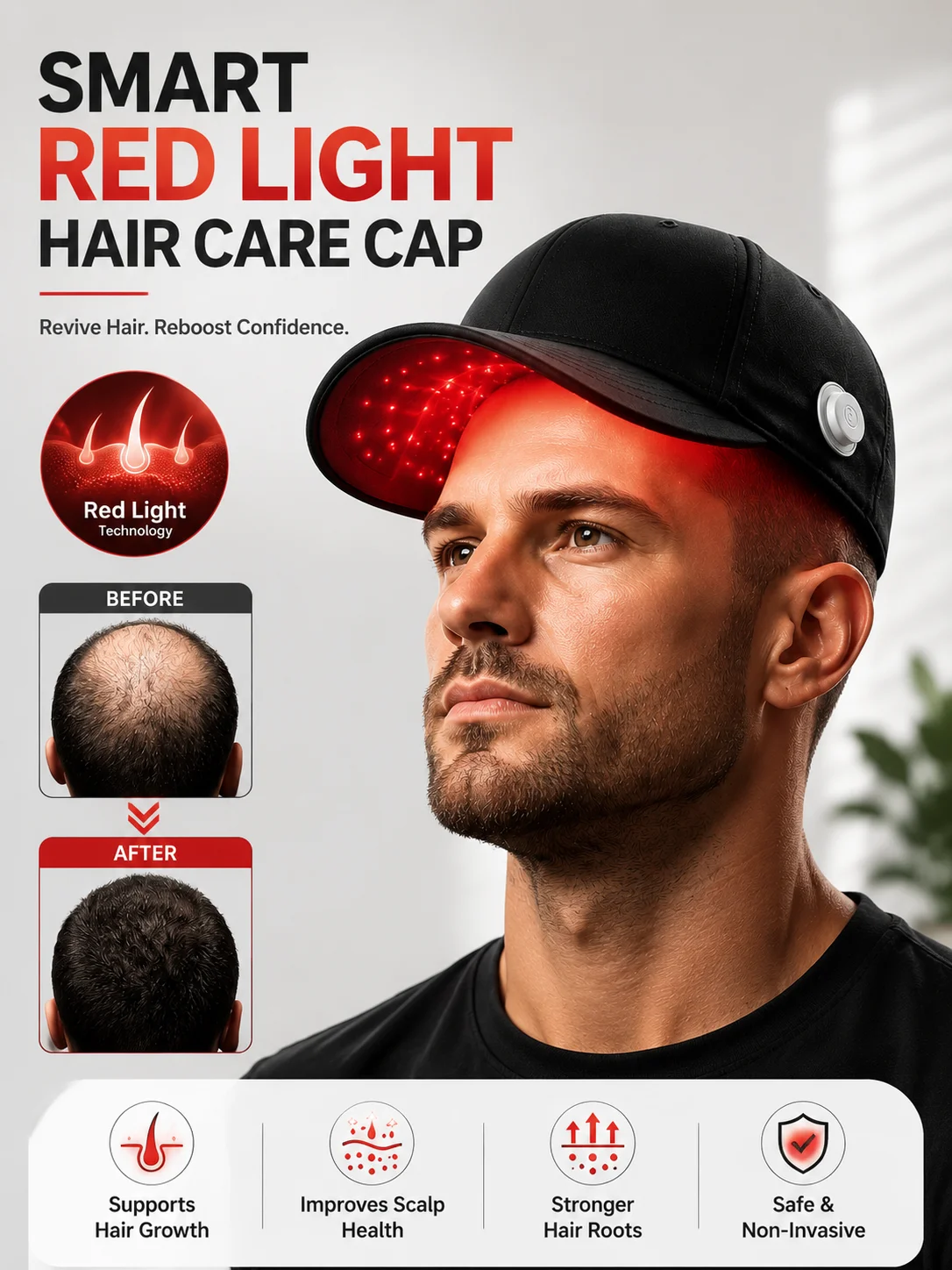 anti hair loss cap Red Light Therapy 650nm LED Scalp Stimulator Hair Loss Treatment Device for Baldness Regrowth Men Women USB
anti hair loss cap Red Light Therapy 650nm LED Scalp Stimulator Hair Loss Treatment Device for Baldness Regrowth Men Women USB