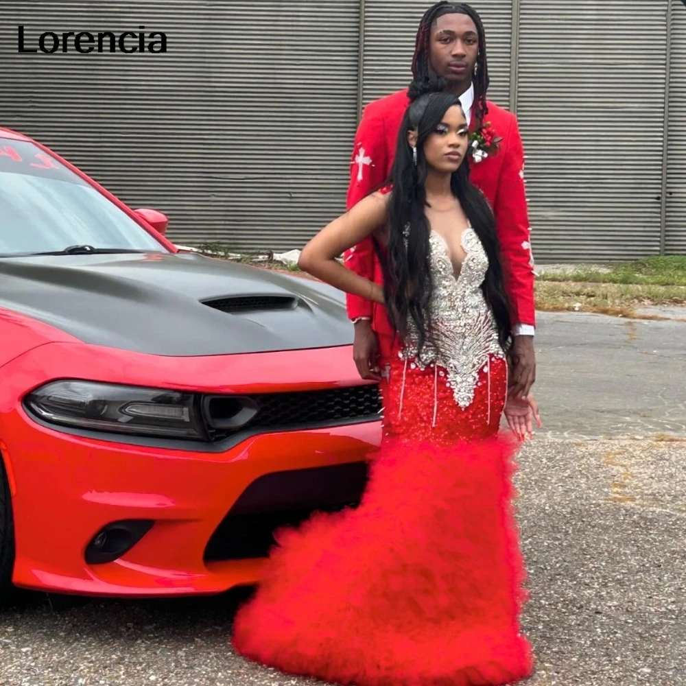 Customized Sexy Red Mermaid Sequins Prom Dress For Black Girls Rhinestones Silver Beads Ruffles Birthday Party Gown YPD156
Customized Sexy Red Mermaid Sequins Prom Dress For Black Girls Rhinestones Silver Beads Ruffles Birthday Party Gown YPD156