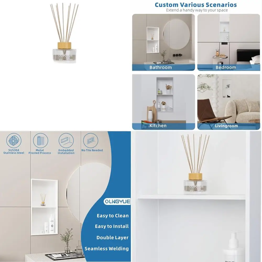 Ниша для душа из нержавеющей стали 12x24 — встраиваемые настенные полки для домашнего декора, матовый белый
Ниша для душа из нержавеющей стали 12x24 — встраиваемые настенные полки для домашнего декора, матовый белый