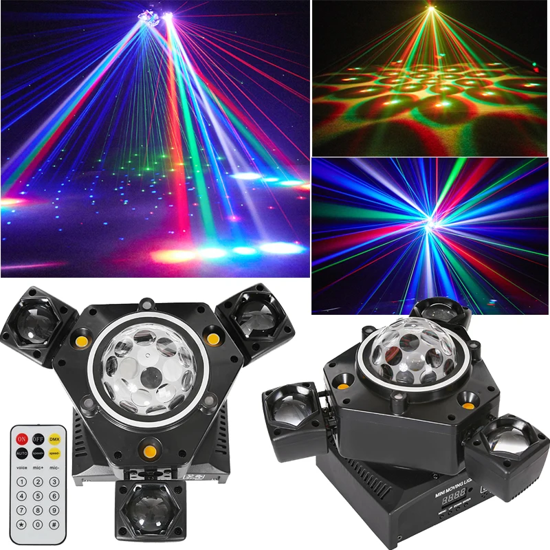 3-Arm Mini Moving Head Beam Light 80W LED Disco Ball DJ DMX Party Light Remote Control Spot Strobe Laser 3in1 Effect Stage Light
3-Arm Mini Moving Head Beam Light 80W LED Disco Ball DJ DMX Party Light Remote Control Spot Strobe Laser 3in1 Effect Stage Light
