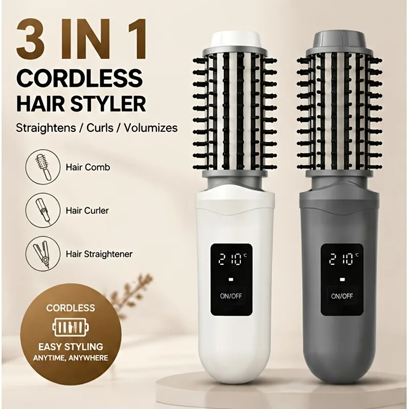New Cordless Ionic Hair Straightener Brush Portable USB Rechargeable Straightener Curler 2 in 1 Anti Damage Hot Comb Hair Care
New Cordless Ionic Hair Straightener Brush Portable USB Rechargeable Straightener Curler 2 in 1 Anti Damage Hot Comb Hair Care