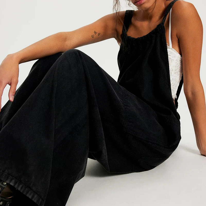 Vintage Solid Loose Wide Leg Pants Jumpsuits Women Spring U Neck Backless Lace-up Sling Romper Summer Sleeveless Casual Overalls
Vintage Solid Loose Wide Leg Pants Jumpsuits Women Spring U Neck Backless Lace-up Sling Romper Summer Sleeveless Casual Overalls
