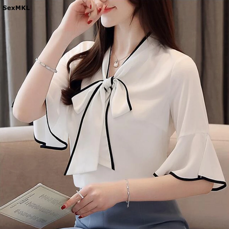 Summer Office Lady White Blouses Women Elegant Ruffles Sleeve Korean Y2k Clothes Oversized Bow Neck Workwear Chiffon Tops Shirts
Summer Office Lady White Blouses Women Elegant Ruffles Sleeve Korean Y2k Clothes Oversized Bow Neck Workwear Chiffon Tops Shirts