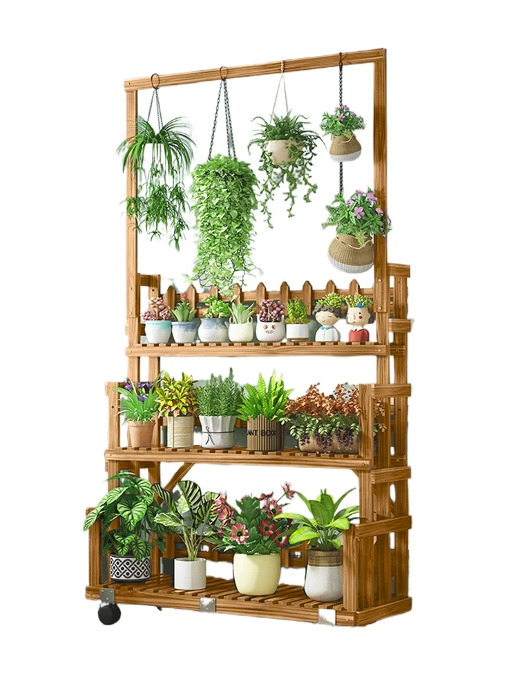 Flower rack, balcony hanging flower rack, living room floor-to-ceiling mobile succulent flower pot rack, new solid wood
Flower rack, balcony hanging flower rack, living room floor-to-ceiling mobile succulent flower pot rack, new solid wood