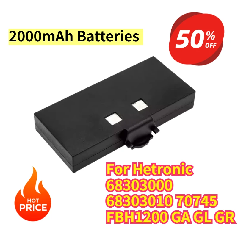 2000mAh Batteries for Hetronic 68303000 68303010 70745 FBH1200 GA GL GR
2000mAh Batteries for Hetronic 68303000 68303010 70745 FBH1200 GA GL GR