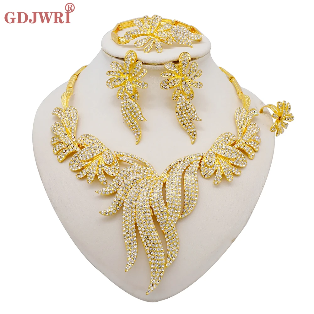 Luxury Italian Dubai Gold Color Full Stone Necklace Earrings Jewelry Sets For Women Elegant Jewellery Bride Party Accessories
Luxury Italian Dubai Gold Color Full Stone Necklace Earrings Jewelry Sets For Women Elegant Jewellery Bride Party Accessories