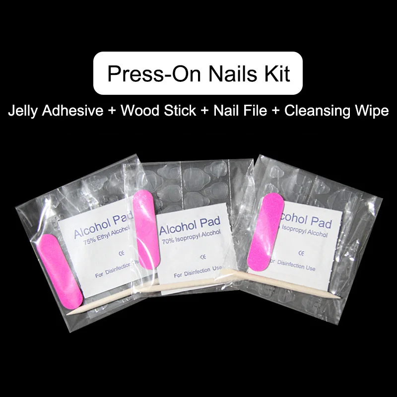 Press-On Nails Kit With Jelly Adhesive + Wood Stick + Nail File + Cleansing Wipe Manicure Nail Prep Kit
Press-On Nails Kit With Jelly Adhesive + Wood Stick + Nail File + Cleansing Wipe Manicure Nail Prep Kit