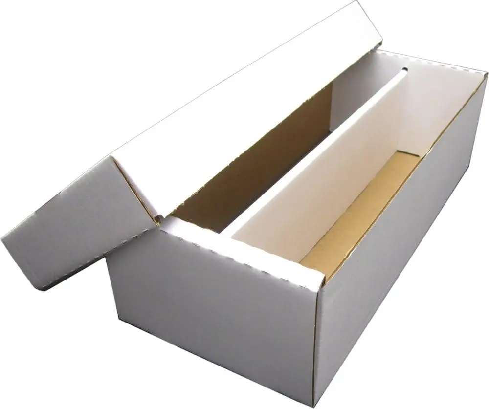 Cardboard Storage Box for Trading Cards - Holds 1600 Standard or 300 Toploaders | Gaming Card Organizer | Assembly Required
Cardboard Storage Box for Trading Cards - Holds 1600 Standard or 300 Toploaders | Gaming Card Organizer | Assembly Required