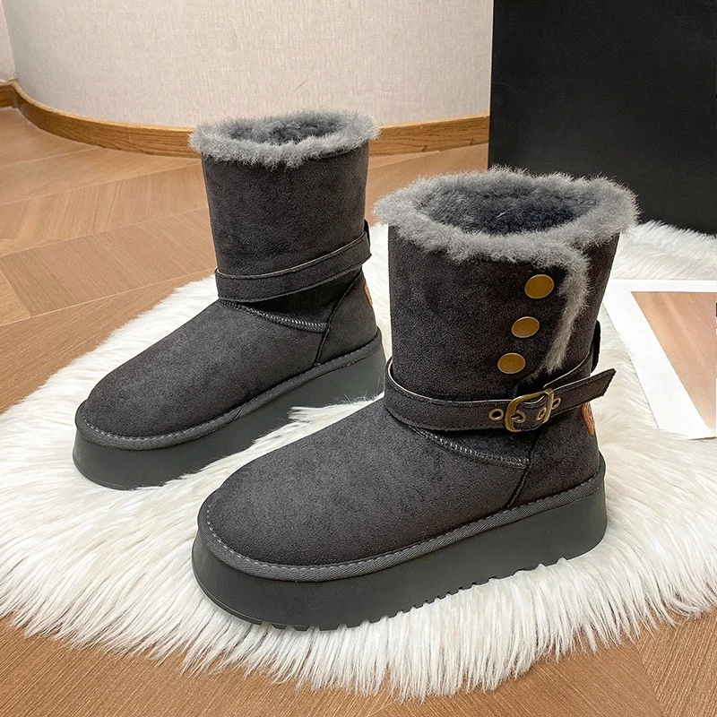 Studded Belt Buckle Cotton Boots Winter New Round Toe Scrub Fleece Platform Warm Snow Boots
Studded Belt Buckle Cotton Boots Winter New Round Toe Scrub Fleece Platform Warm Snow Boots