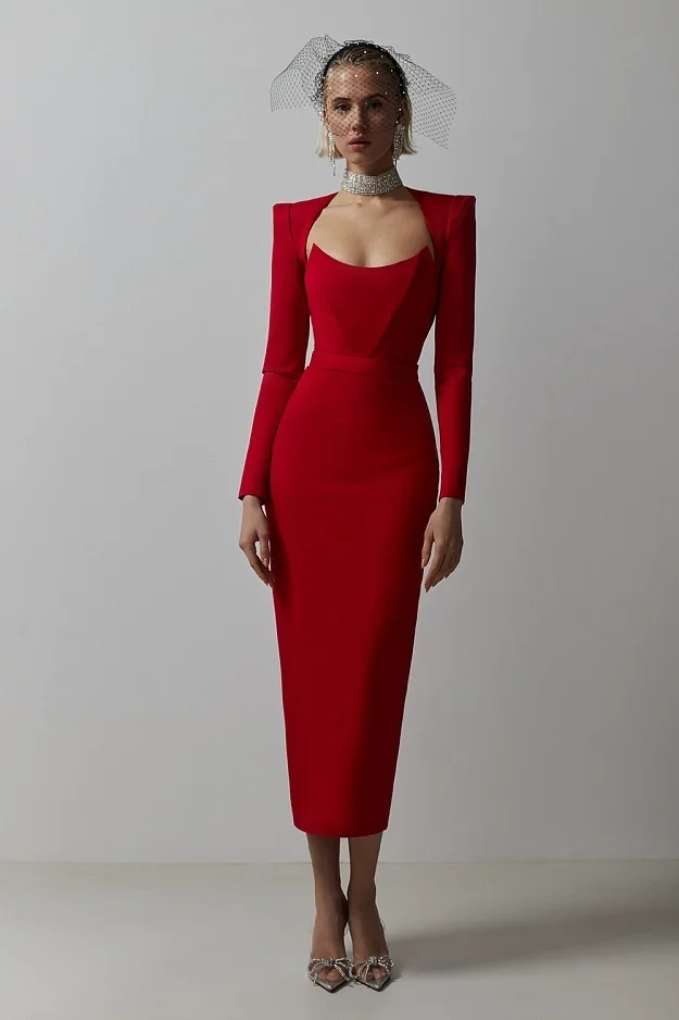 Simple And Fashionable Square Neck Low Chest Bandage Dress, Red Carpet Banquet Evening Dress For Women
Simple And Fashionable Square Neck Low Chest Bandage Dress, Red Carpet Banquet Evening Dress For Women