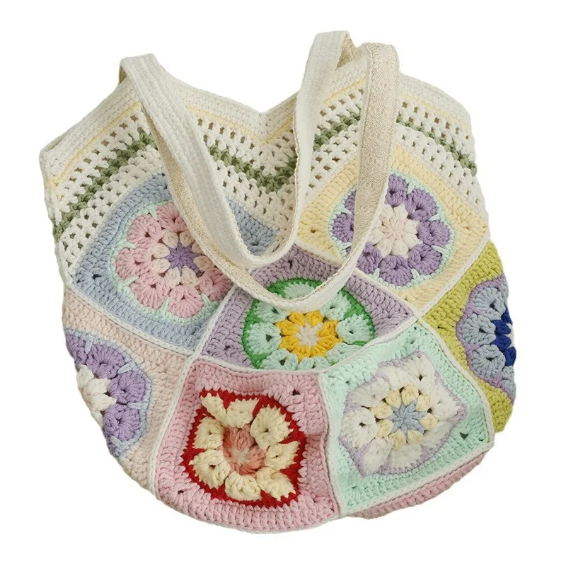 Handwoven vegetable basket shoulder bag, sweet colored wool crocheted women's bag, handmade satchel
Handwoven vegetable basket shoulder bag, sweet colored wool crocheted women's bag, handmade satchel