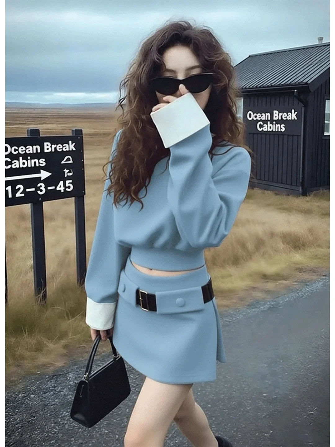 Blue Korean Style Women's Fashion Set Short Sweatshirt Skirt Two-Piece Winter Collection High Waist round Neck Casual Wear
Blue Korean Style Women's Fashion Set Short Sweatshirt Skirt Two-Piece Winter Collection High Waist round Neck Casual Wear