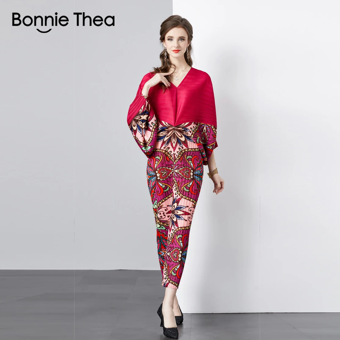 Bonnie thea Maxi Batwing Sleeves Pleated long Dress Women Hip wrap slim Dress Vintage Elegant print Party Vestidos 2023
Bonnie thea Maxi Batwing Sleeves Pleated long Dress Women Hip wrap slim Dress Vintage Elegant print Party Vestidos 2023