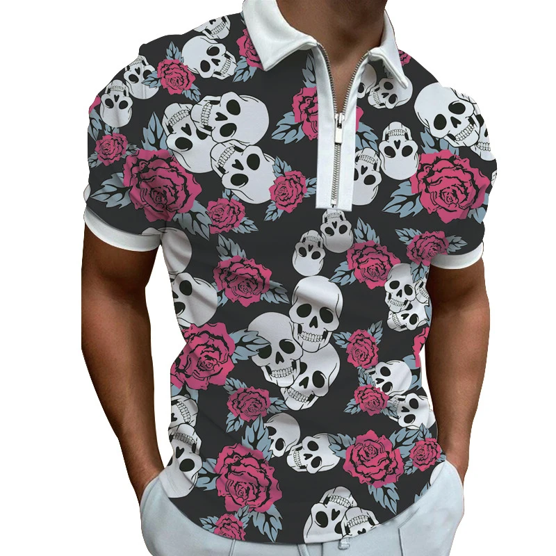 Skull Pattern Polo Shirt for Men Hawaiian 3D Print Zipper Polo Short Sleeve Summer Shirt
Skull Pattern Polo Shirt for Men Hawaiian 3D Print Zipper Polo Short Sleeve Summer Shirt