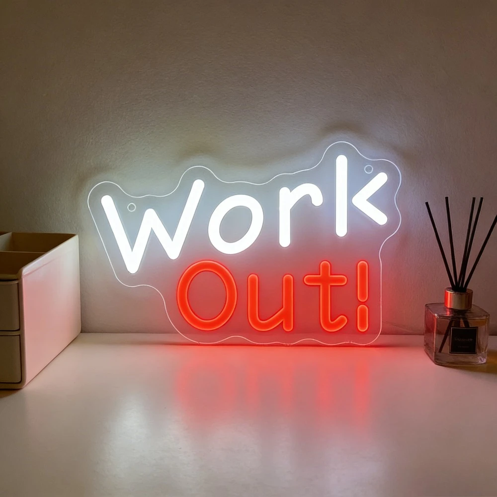 WORK OUT LED Neon Sign Light Fitness Home Gym Decor Motivational Wall Art for Bedroom Living Room Workout Atmosphere
WORK OUT LED Neon Sign Light Fitness Home Gym Decor Motivational Wall Art for Bedroom Living Room Workout Atmosphere