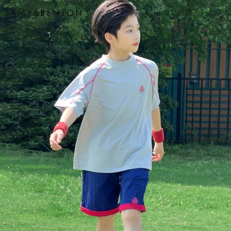 Kids Sportswear 2-Piece Set Boys Quick-Dry Short Sleeve Tee and Shorts Summer Cool Casual Outfit for Children Boys Clothes
Kids Sportswear 2-Piece Set Boys Quick-Dry Short Sleeve Tee and Shorts Summer Cool Casual Outfit for Children Boys Clothes
