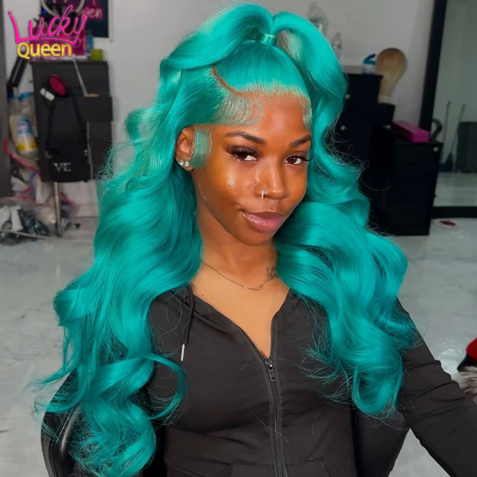 12A Peacock Blue Green 180Density Human Hair Pre Plucked For Women Transparent Lace Frontal 13X4 Body Wave 613 Colorful Wigs
12A Peacock Blue Green 180Density Human Hair Pre Plucked For Women Transparent Lace Frontal 13X4 Body Wave 613 Colorful Wigs