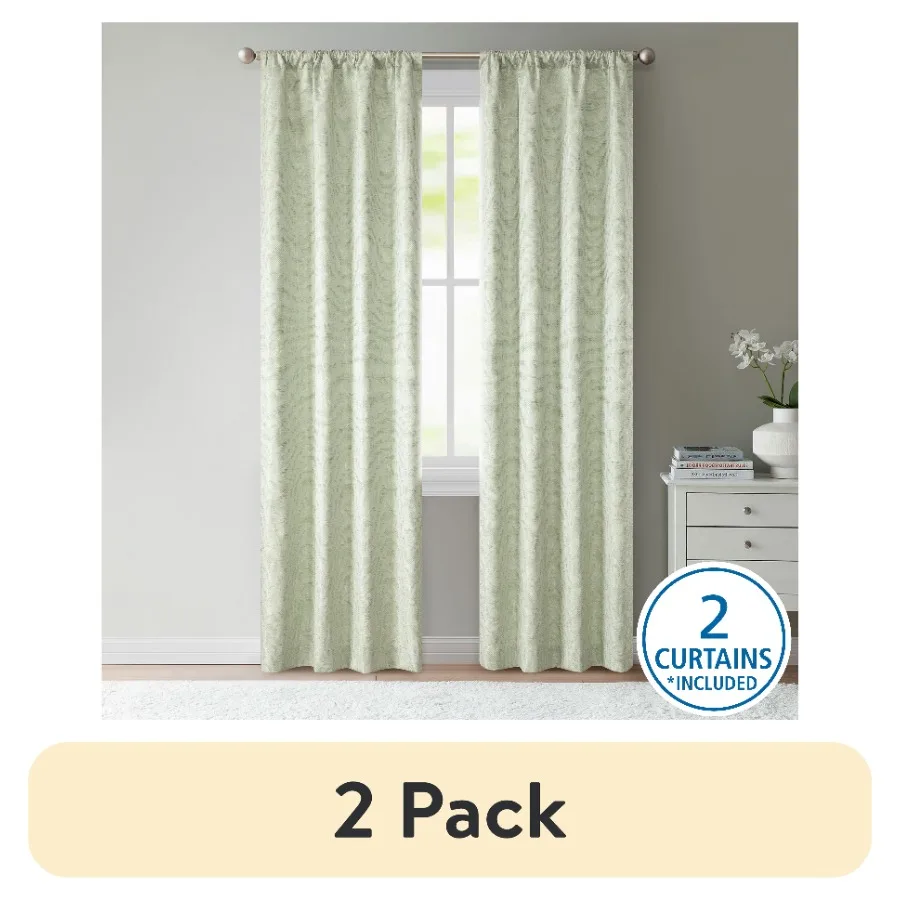2 pack Jacquard Blackout Panel Pair Set of 2 Curtains Green Botanical 37" W x 84" L
2 pack Jacquard Blackout Panel Pair Set of 2 Curtains Green Botanical 37" W x 84" L