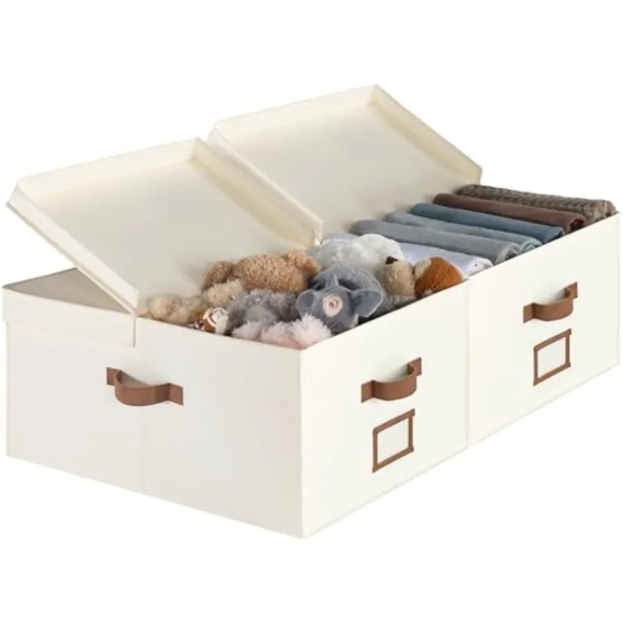Extra Storage Bins with Double-Open Lid, 55L Fabric Baskets with Divider Board, Boxes for Clothes, Linen Closet Organizers with
Extra Storage Bins with Double-Open Lid, 55L Fabric Baskets with Divider Board, Boxes for Clothes, Linen Closet Organizers with