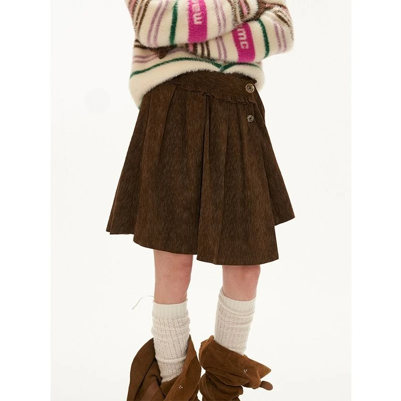 Deeptown Vintage Brown Corduroy Skirt Women Asymmetrical Preppy Style Short Skirts Sweet Elegant Autumn Winter Ruffle Skirts
Deeptown Vintage Brown Corduroy Skirt Women Asymmetrical Preppy Style Short Skirts Sweet Elegant Autumn Winter Ruffle Skirts