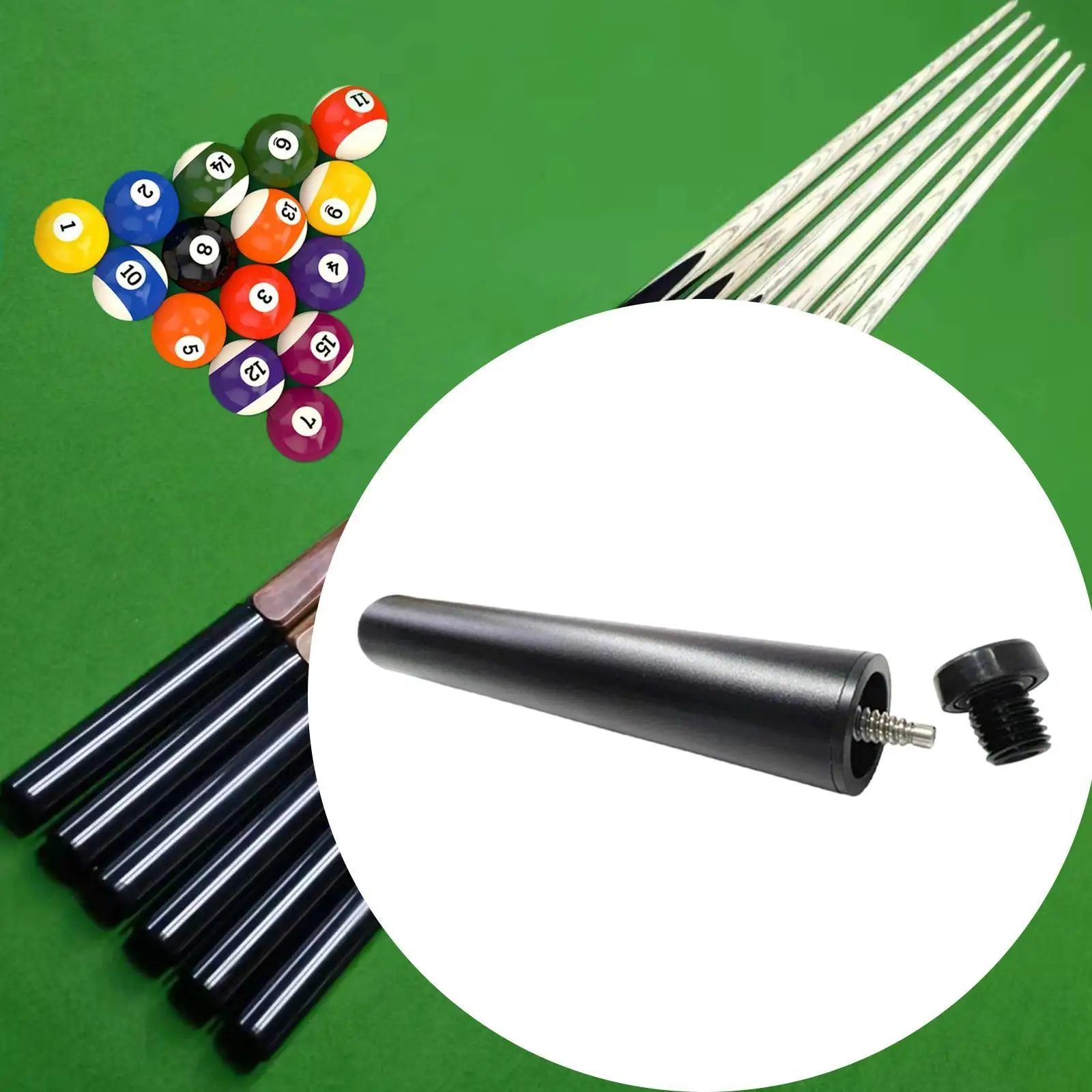 Professional Pool Cue Extender Extension Aluminum Alloy Billiard Cue Butt End Accessory for Snooker and Pool Table
Professional Pool Cue Extender Extension Aluminum Alloy Billiard Cue Butt End Accessory for Snooker and Pool Table