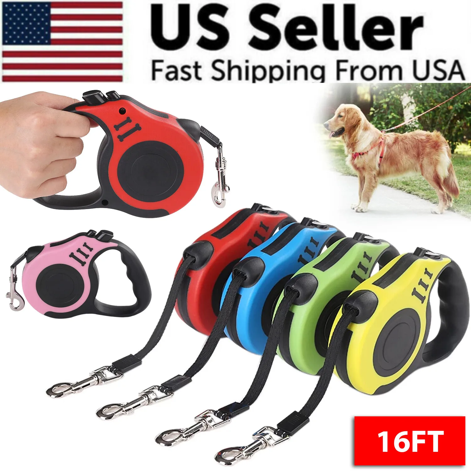 16.5FT Automatic Retractable Dog Leash Pet Collar Automatic Walking Lead Free US
16.5FT Automatic Retractable Dog Leash Pet Collar Automatic Walking Lead Free US