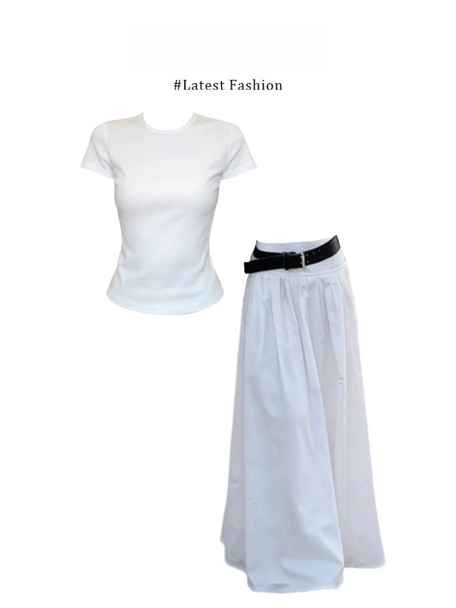 Parkyeon Pure Desire White Short Sleeve Top And Skirt Set Spring Summer Casual Loose Fit mid Waist Long Pants Fashionable
Parkyeon Pure Desire White Short Sleeve Top And Skirt Set Spring Summer Casual Loose Fit mid Waist Long Pants Fashionable