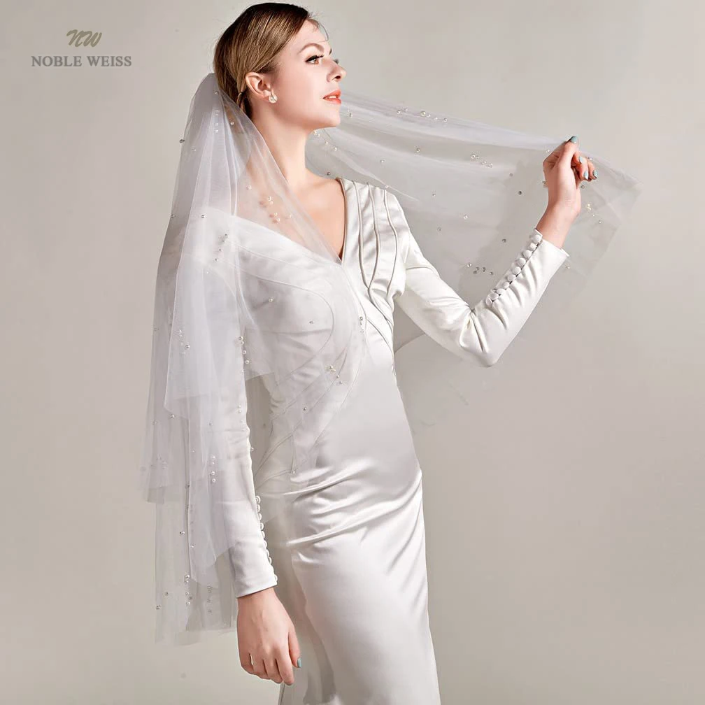 2T Short Pearl Wedding Veil Crystals Beaded Bling Real Picture Bridal Veils With Comb Customized
2T Short Pearl Wedding Veil Crystals Beaded Bling Real Picture Bridal Veils With Comb Customized