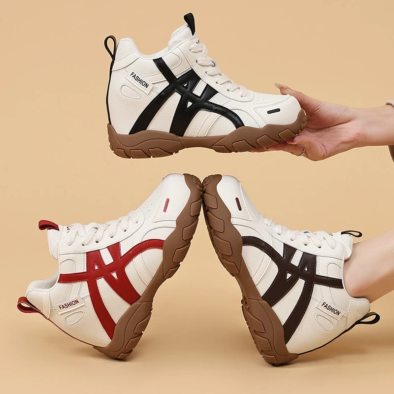 High Top Hidden Height Increasing Casual Sneakers With Cross Strap Design Versatile Retro Sports Shoes In Black Red And Brown Fo
High Top Hidden Height Increasing Casual Sneakers With Cross Strap Design Versatile Retro Sports Shoes In Black Red And Brown Fo