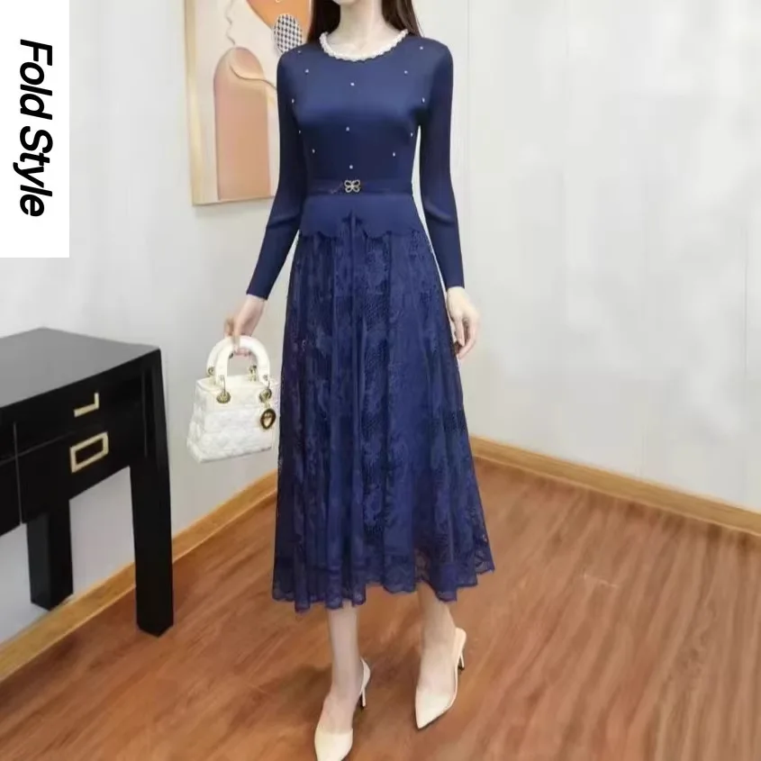 2025 Miyake Women's Clothing Wholesale New Beaded Lace Splicing Temperament Waist Loose Long Dress Women's Clothing
2025 Miyake Women's Clothing Wholesale New Beaded Lace Splicing Temperament Waist Loose Long Dress Women's Clothing