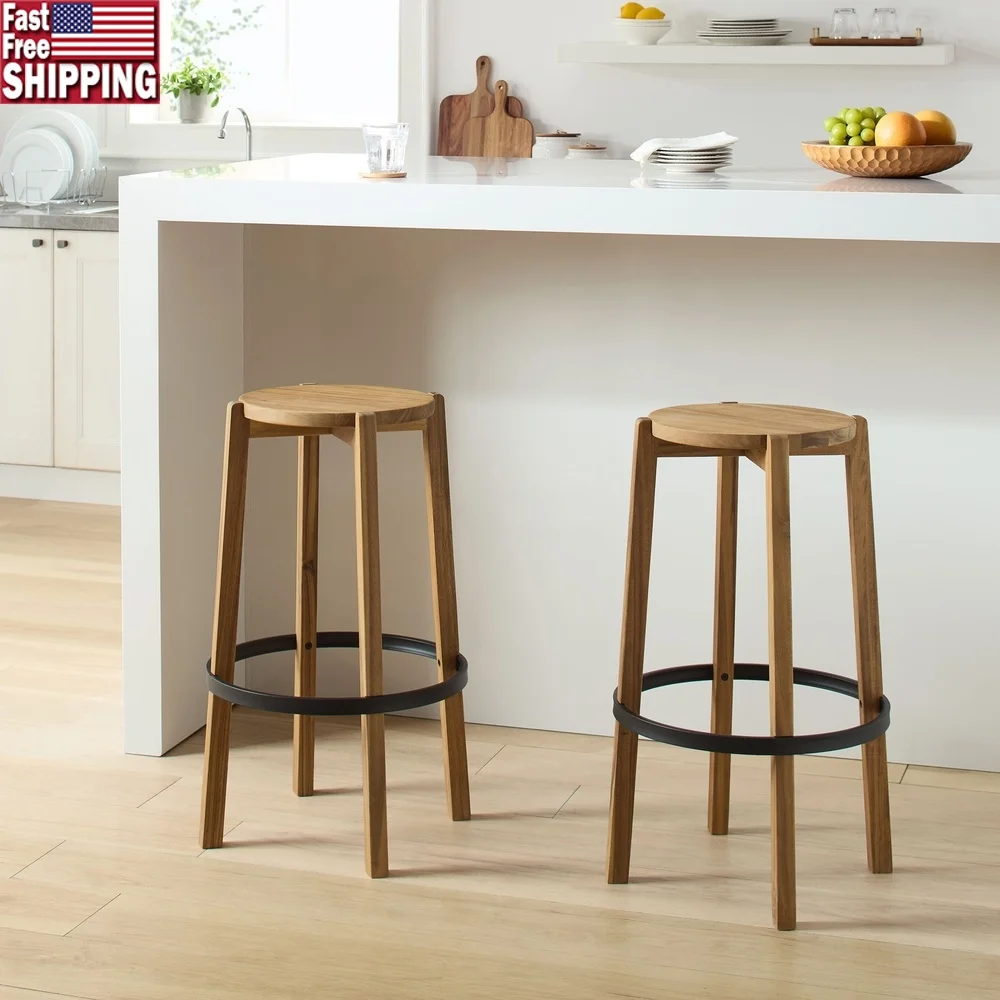 2-Pack Backless Indoor Barstool Modern Wood Construction Black Footring Stackable Stool Kitchen Dining Extra Seating
2-Pack Backless Indoor Barstool Modern Wood Construction Black Footring Stackable Stool Kitchen Dining Extra Seating