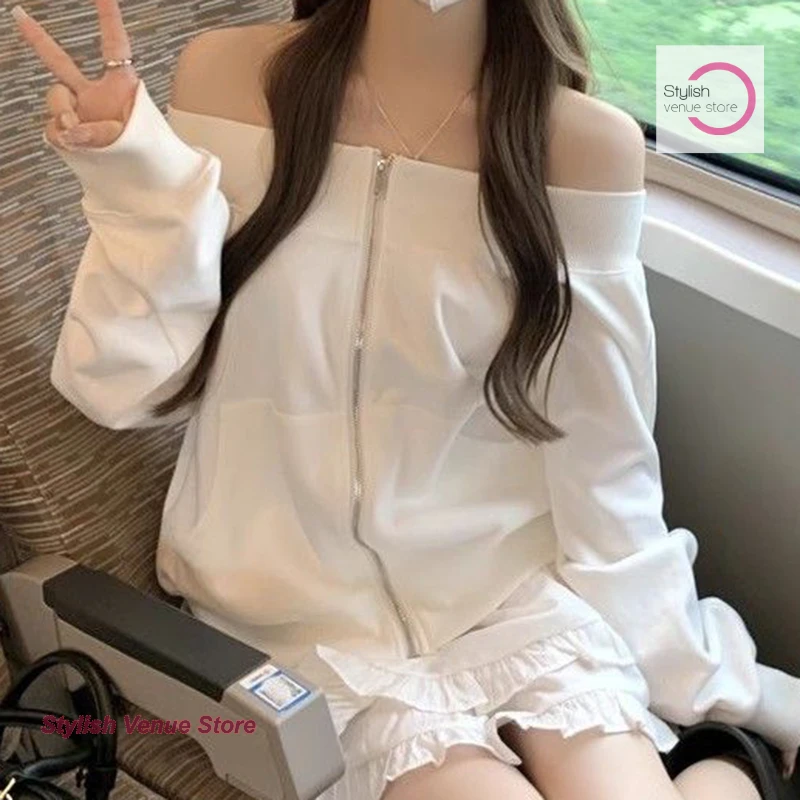 French white one-shoulder zipper sweater cardigan women's coat spring and summer fashion design sense niche loose slim short top
French white one-shoulder zipper sweater cardigan women's coat spring and summer fashion design sense niche loose slim short top