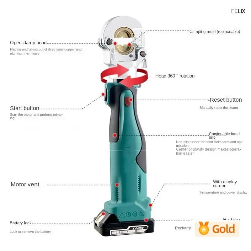 Factory Price Es-300/400 Portable Cordless Hydraulic Clamp Lithium Battery Crimping Copper Aluminum Cable Terminal Crimping
Factory Price Es-300/400 Portable Cordless Hydraulic Clamp Lithium Battery Crimping Copper Aluminum Cable Terminal Crimping
