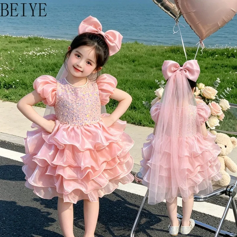 Elegant Champagne Layered Ruffle Girls Dress Puff Sleeve Sequin Princess Dress Kids Birthday Party Sequined Fluffy Cake Dress
Elegant Champagne Layered Ruffle Girls Dress Puff Sleeve Sequin Princess Dress Kids Birthday Party Sequined Fluffy Cake Dress