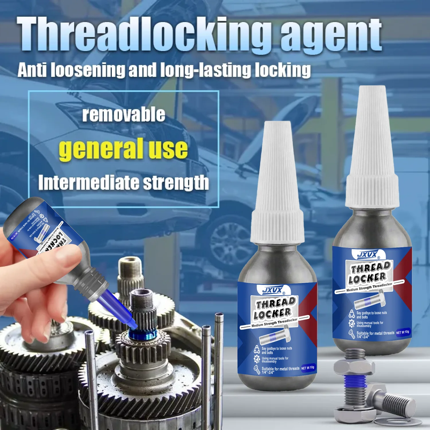 JXVX 10ml Quick-drying Thread Locking Compound Anaerobic Adhesive Gap adhesive Glue Impact-Resistant, Anti-Loosening.
JXVX 10ml Quick-drying Thread Locking Compound Anaerobic Adhesive Gap adhesive Glue Impact-Resistant, Anti-Loosening.