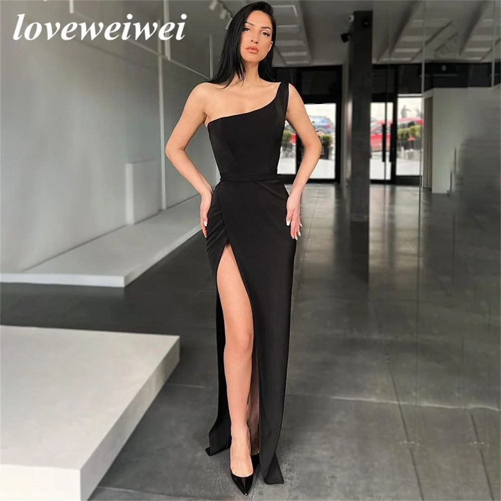 Mermaid Sexy Evening Gown Black Elegant Prom Dress One Shoulder Wedding Evening Dress High Split Formal Gown robes de soirée
Mermaid Sexy Evening Gown Black Elegant Prom Dress One Shoulder Wedding Evening Dress High Split Formal Gown robes de soirée