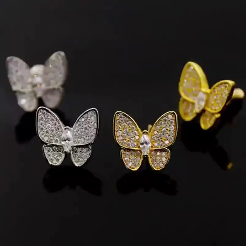 Exquisite and dynamic design with exquisite temperament, copper micro inlaid with butterfly and full diamond earrings
Exquisite and dynamic design with exquisite temperament, copper micro inlaid with butterfly and full diamond earrings