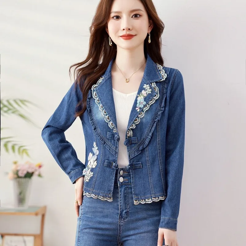 Vintage Short Denim Coat Women 2025 New Spring Fashion Embroidery Long Sleeve Jeans Jacket Female Slim Casual Outerwear B1004
Vintage Short Denim Coat Women 2025 New Spring Fashion Embroidery Long Sleeve Jeans Jacket Female Slim Casual Outerwear B1004