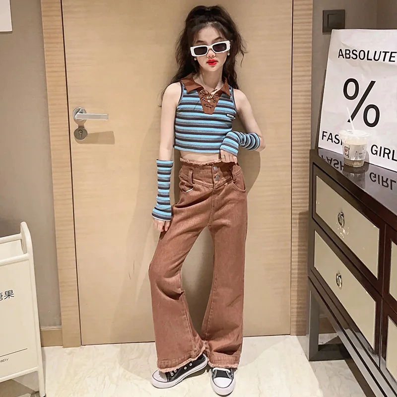 Young Children Costumes 2023 Autumn Striped T-shirt Flared Jeans Girls Clothes Set Fashion Casual Teen Kids Outfits 13 14 Years
Young Children Costumes 2023 Autumn Striped T-shirt Flared Jeans Girls Clothes Set Fashion Casual Teen Kids Outfits 13 14 Years