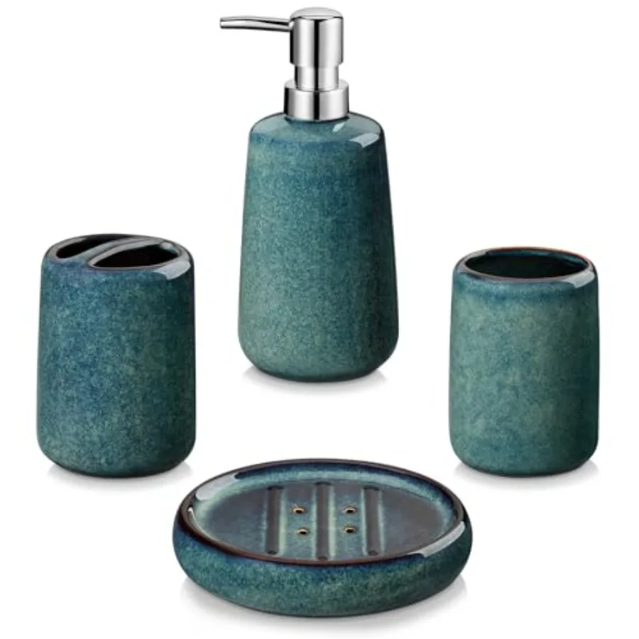 Bathroom Accessories Set, Ceramic Soap Dispenser and Toothbrush Holder Sets, Stoneware 4 Pcs Bathroom Sink Set for Modern Home
Bathroom Accessories Set, Ceramic Soap Dispenser and Toothbrush Holder Sets, Stoneware 4 Pcs Bathroom Sink Set for Modern Home